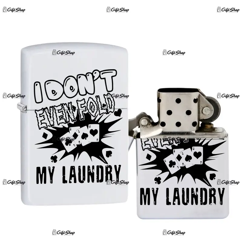 I don`t even fold my laundry, bricheta metalica gravata laser cu mesaj